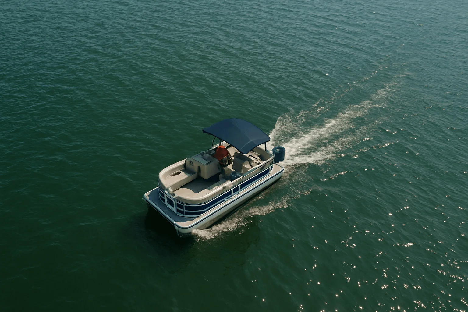Pontoon boat on Lake Hartwell near Fair Play, South Carolina